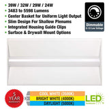 ETI LIGHTING 2 ft. x 4 ft. Center Basket Integrated LED Troffer Light 39W/32W/29W/24W 5850-Lumens 3500K 4000K 5000K Dimmable (8-Pack)