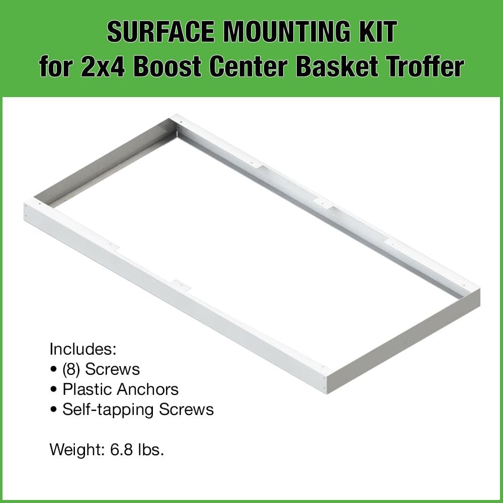 ETI LIGHTING 2 ft. x 4 ft. Center Basket LED Troffer Light with Surface Mount Kit 5850 Lumens 3500K 4000K 5000K 120-277V Dimmable