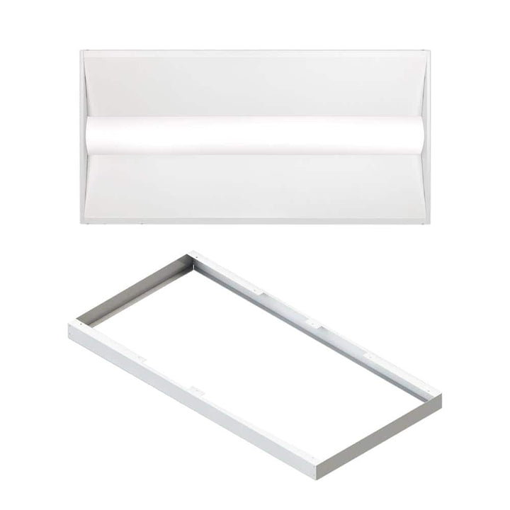 ETI LIGHTING 2 ft. x 4 ft. Center Basket LED Troffer Light with Surface Mount Kit 5850 Lumens 3500K 4000K 5000K 120-277V Dimmable