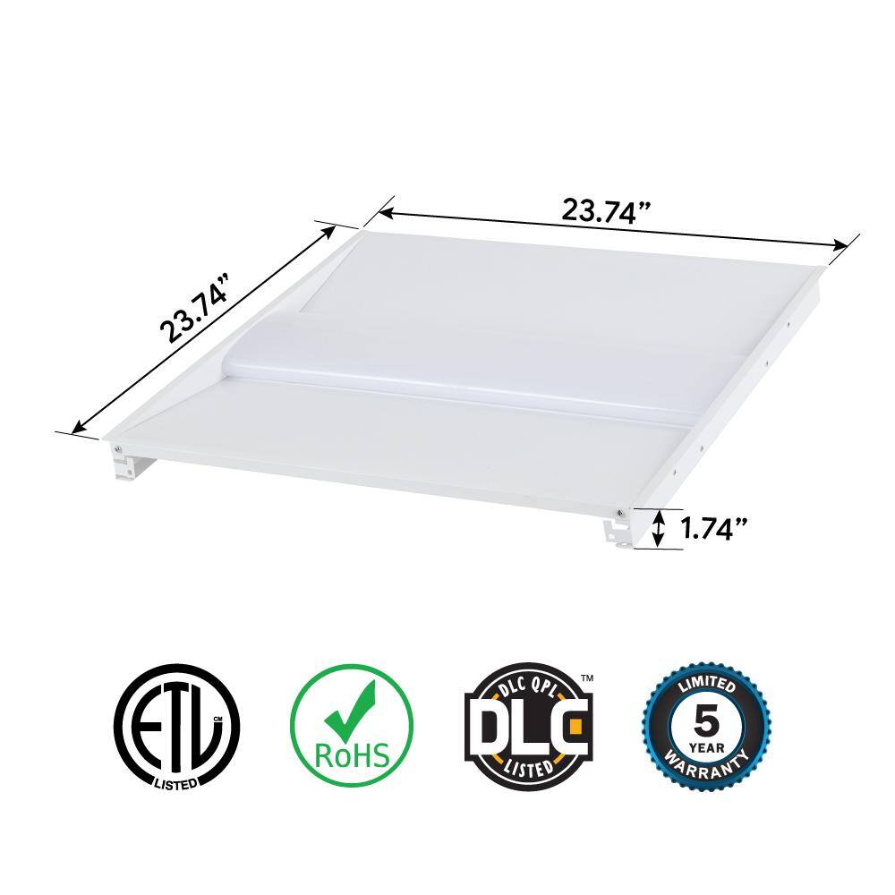 Euri Lighting 2 ft. x 2 ft. 128-Watt Equivalent Integrated LED White Troffer 3CCT Selectable (2-Pack)