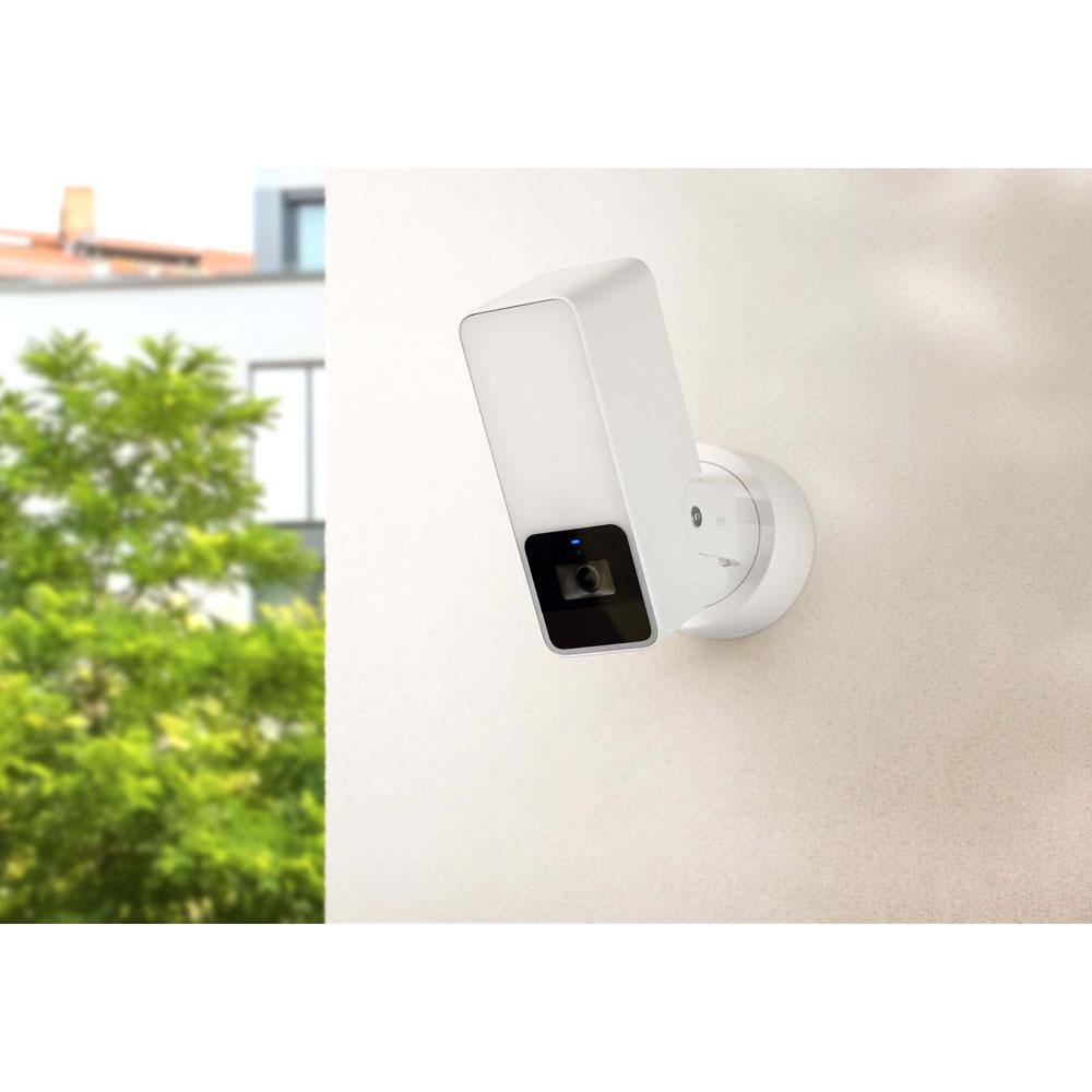 eve Outdoor Cam – Smart Wired Dimmable Outdoor Floodlight, works with Apple Home, 2-Way Comm, End-to-End Encryption (White)