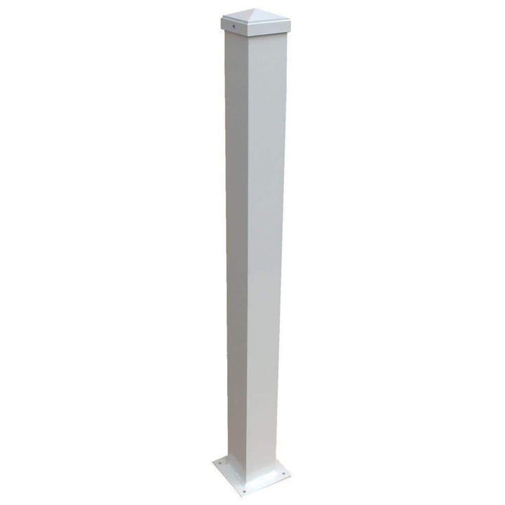 EZ Handrail 3 in. x 3 in. x 44 in. White Aluminum Post with Welded Base