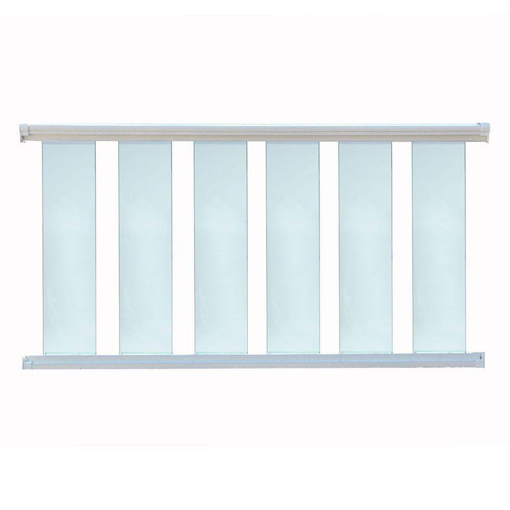 EZ Handrail 6 ft. x 36 in. White Aluminum Frame Glass Baluster Railing Kit