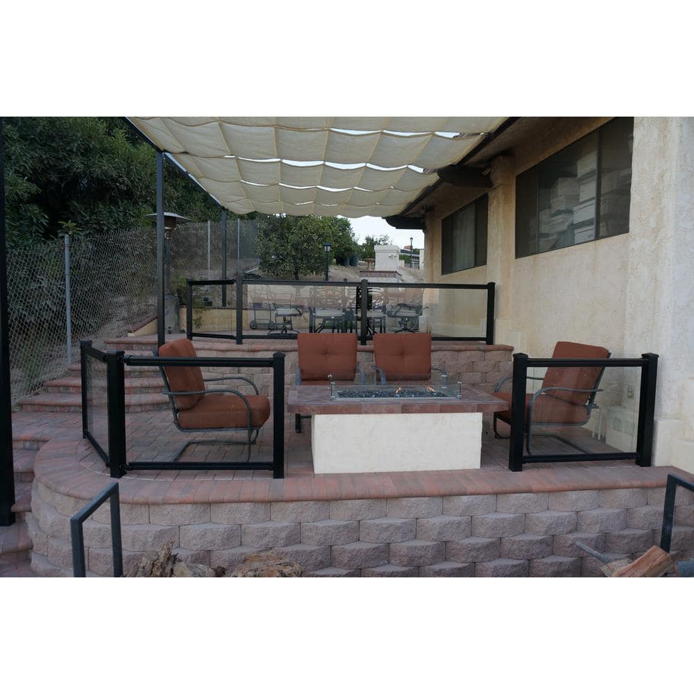 EZ Handrail 8 ft. x 42 in. White Aluminum Frame Glass Baluster Railing Kit