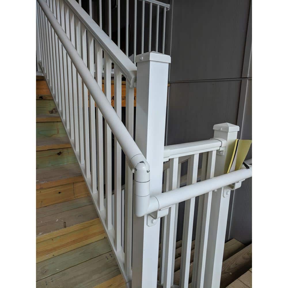 EZ Handrail 1.9 in. Aluminum Round ADA Handrail White 90 Degree Miter Elbow