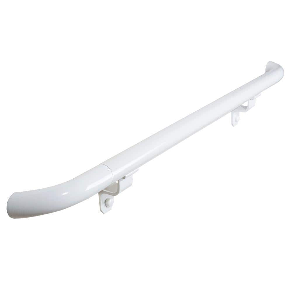 EZ Handrail 3 ft. White Aluminum Round with Curved Ends Handrail Kit