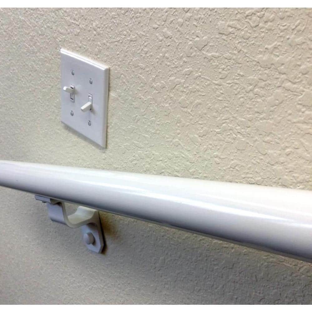 EZ Handrail 8 ft. White Aluminum Round with Curved Ends Handrail Kit