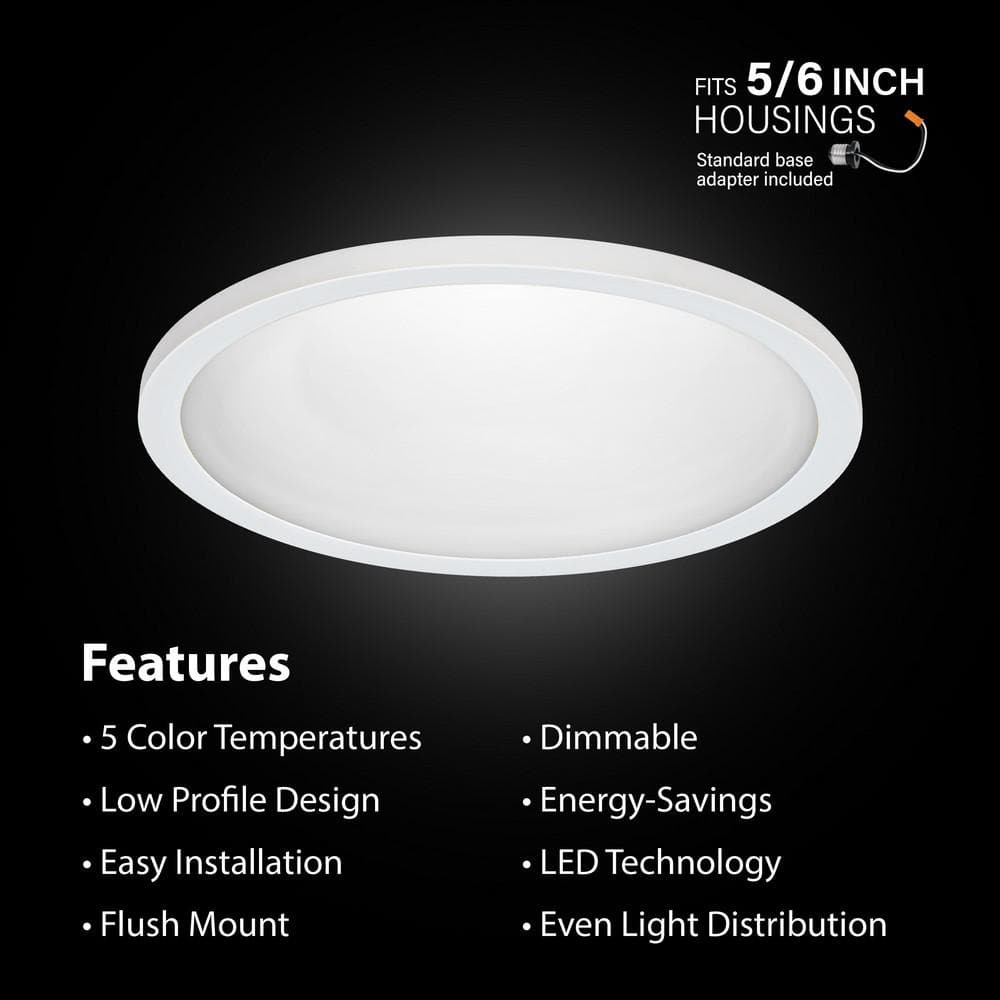 Feit Electric 10.5-Watt Integrated LED Flush Mount 7.5 in. White Round Dimmable Flat Panel Ceiling with Color Change 5CCT