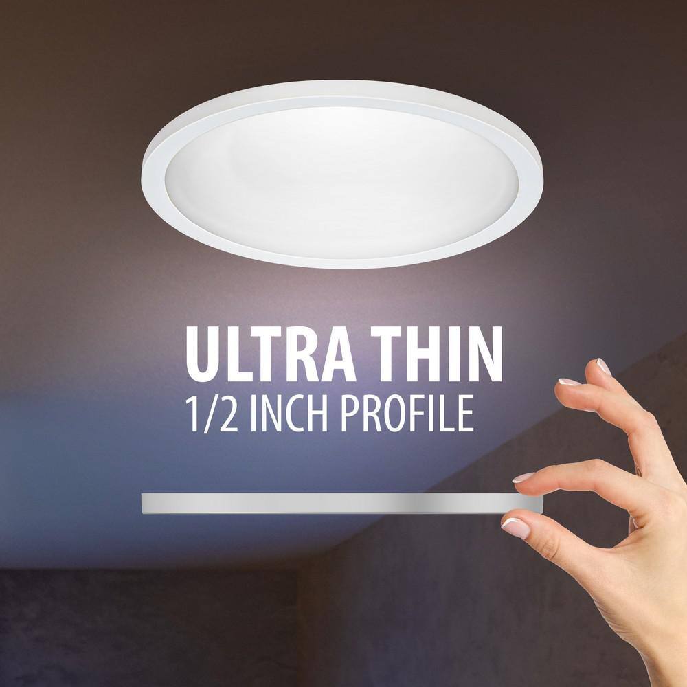Feit Electric 10.5-Watt Integrated LED Flush Mount 7.5 in. White Round Dimmable Flat Panel Ceiling with Color Change 5CCT