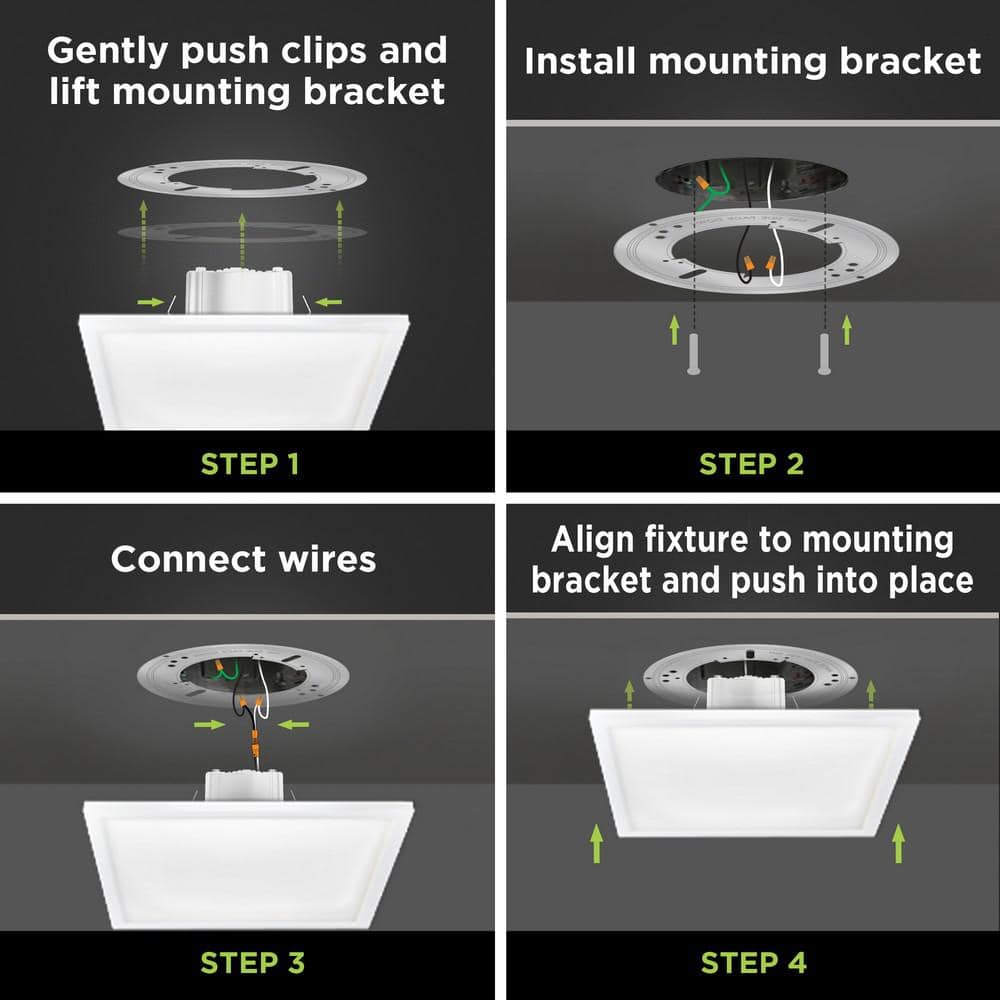 Feit Electric 10.5-Watt Integrated LED Flush Mount 7.5 in. White Square Dimmable Flat Panel Ceiling with Color Change 5CCT