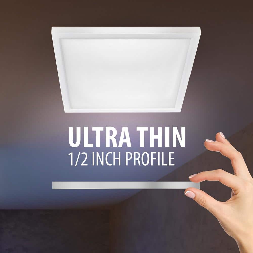 Feit Electric 10.5-Watt Integrated LED Flush Mount 7.5 in. White Square Dimmable Flat Panel Ceiling with Color Change 5CCT