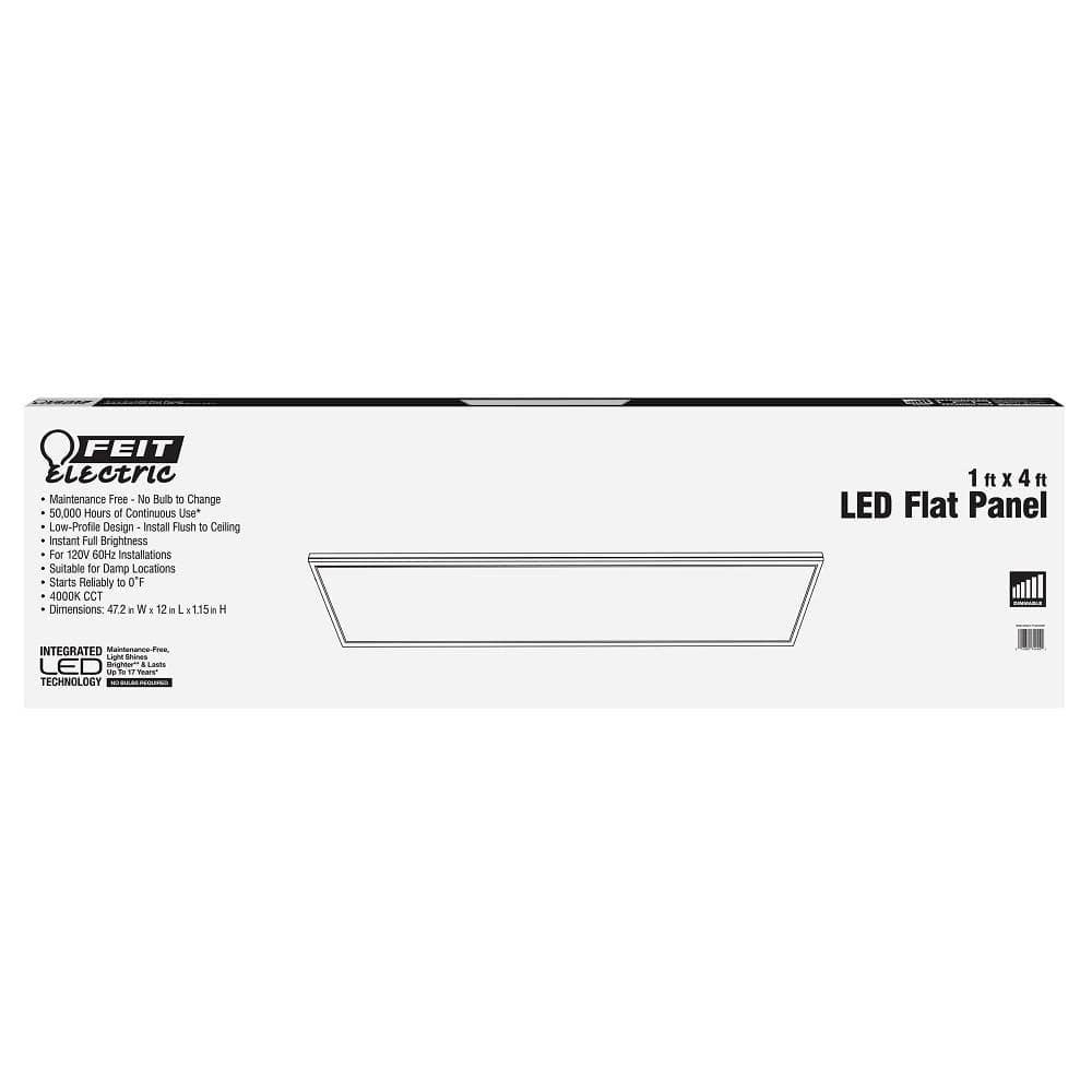 Feit Electric 1 ft. x 4 ft. 4000K Bright White 4000 Lumens Dimmable White Integrated LED White Edge-Lit Flat Panel Ceiling Flushmount