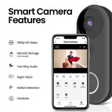 Feit Electric HD 1080P Hardwired Wi-Fi Smart Outdoor Black Doorbell Surveillance Home Security Camera Motion Sound Detection (3-Pack)