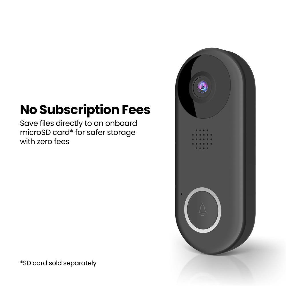 Feit Electric HD 1080P Hardwired Wi-Fi Smart Outdoor Black Doorbell Surveillance Home Security Camera Motion Sound Detection (3-Pack)