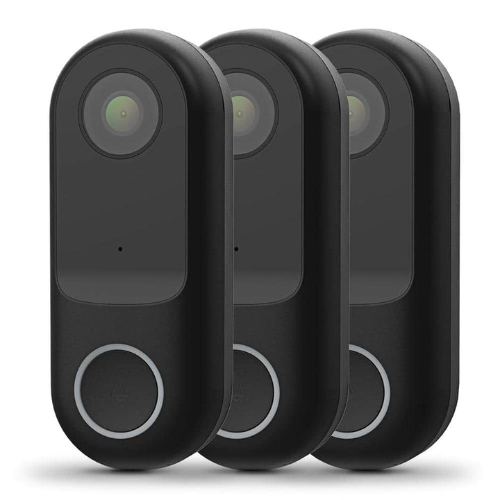 Feit Electric HD 1080P Hardwired Wi-Fi Smart Outdoor Black Doorbell Surveillance Home Security Camera Motion Sound Detection (3-Pack)