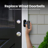 Feit Electric HD 1080P Hardwired Wi-Fi Smart Outdoor Black Doorbell Surveillance Home Security Camera Motion Sound Detection (3-Pack)