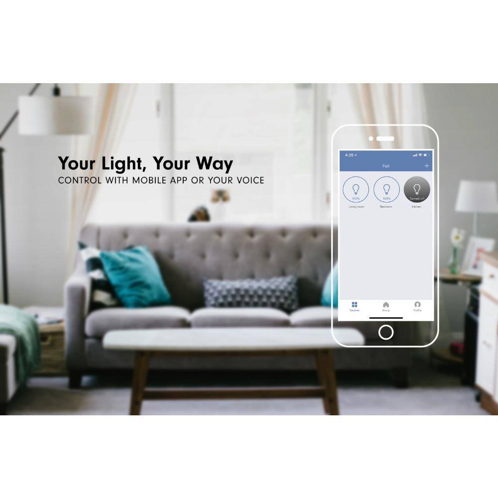 Feit Electric HD 1080P 10-Watt A23 LED Wi-Fi Smart IP Surveillance Home Security Camera Light Bulb, No Hub Required, Daylight (4-Pack)