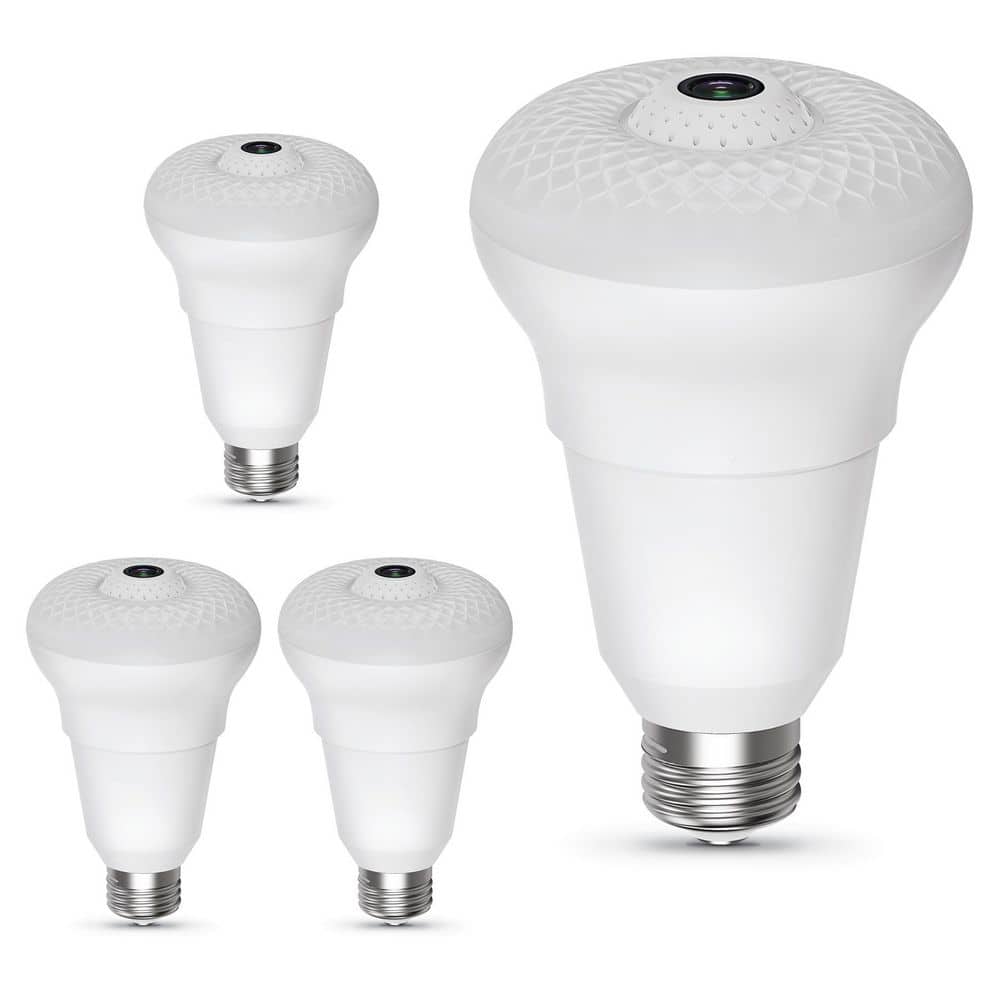 Feit Electric HD 1080P 10-Watt A23 LED Wi-Fi Smart IP Surveillance Home Security Camera Light Bulb, No Hub Required, Daylight (4-Pack)