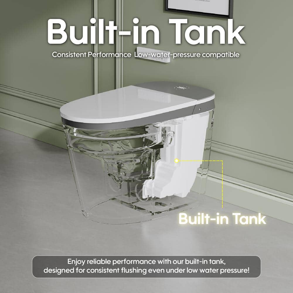 FORCLOVER 12-in-1 Dual Flush Smart Tank Elongated Toilet with Heated Seat & Dryer