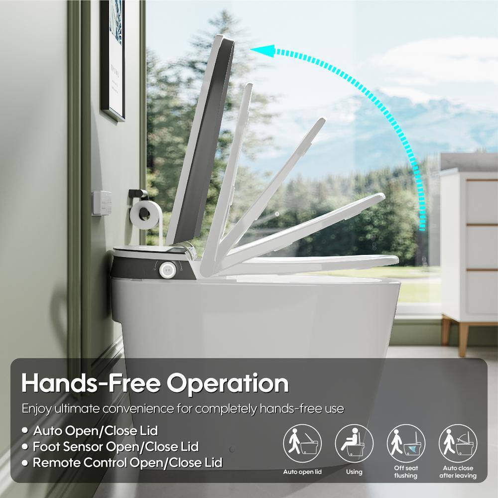 FORCLOVER 12-in-1 Dual Flush Smart Tank Elongated Toilet with Heated Seat & Dryer