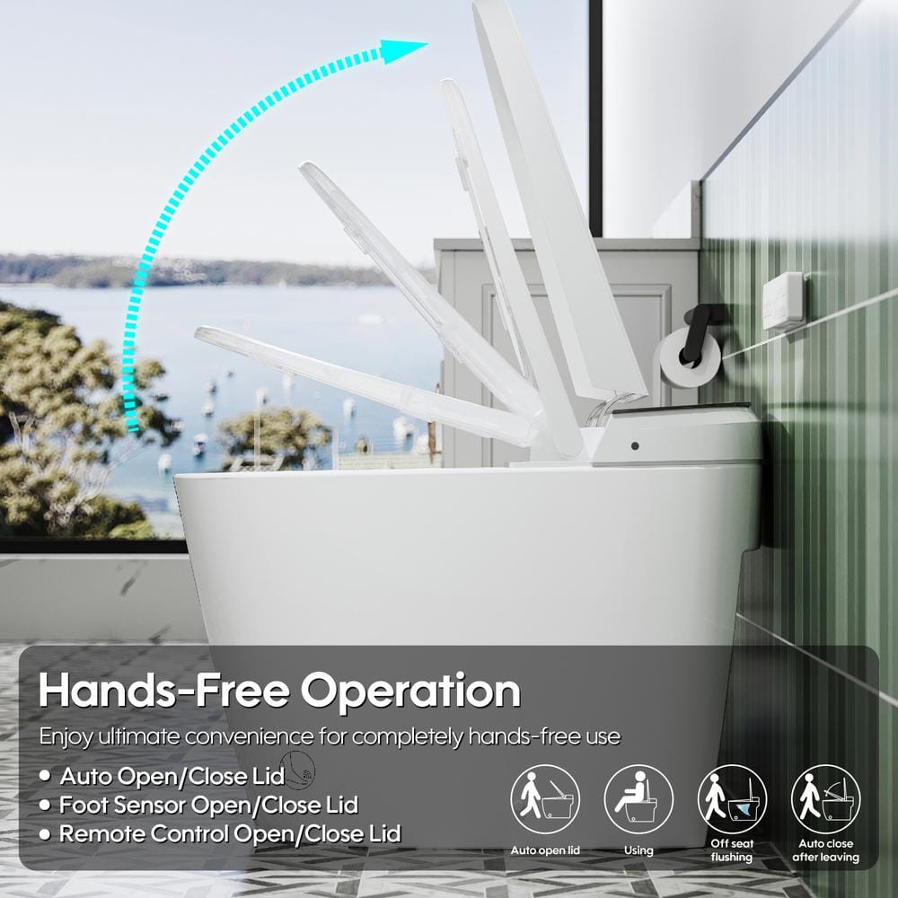 FORCLOVER 12-in-1 Dual Flush Smart Toilet with Heated Seat and Dryer in White