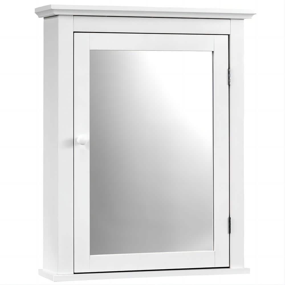 FORCLOVER 22 in. W x 27 in. H Rectangular White MDF Surface Mount Medicine Cabinet with Mirror