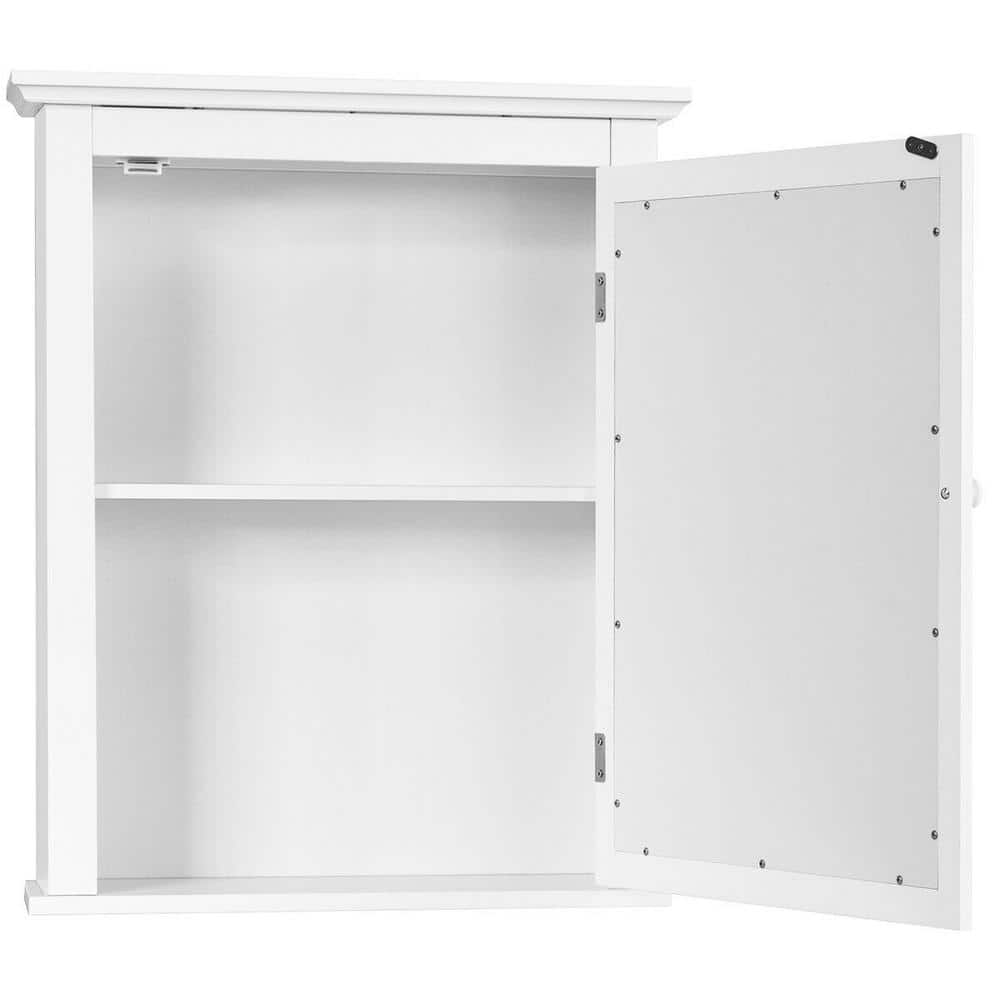 FORCLOVER 22 in. W x 27 in. H Rectangular White MDF Surface Mount Medicine Cabinet with Mirror