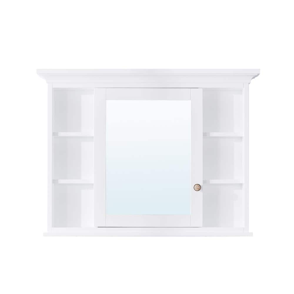 FORCLOVER 40.1 in. W x 6.9 in. D x 30 in. H Rectangular Wood Surface Mount Medicine Cabinet with Mirror