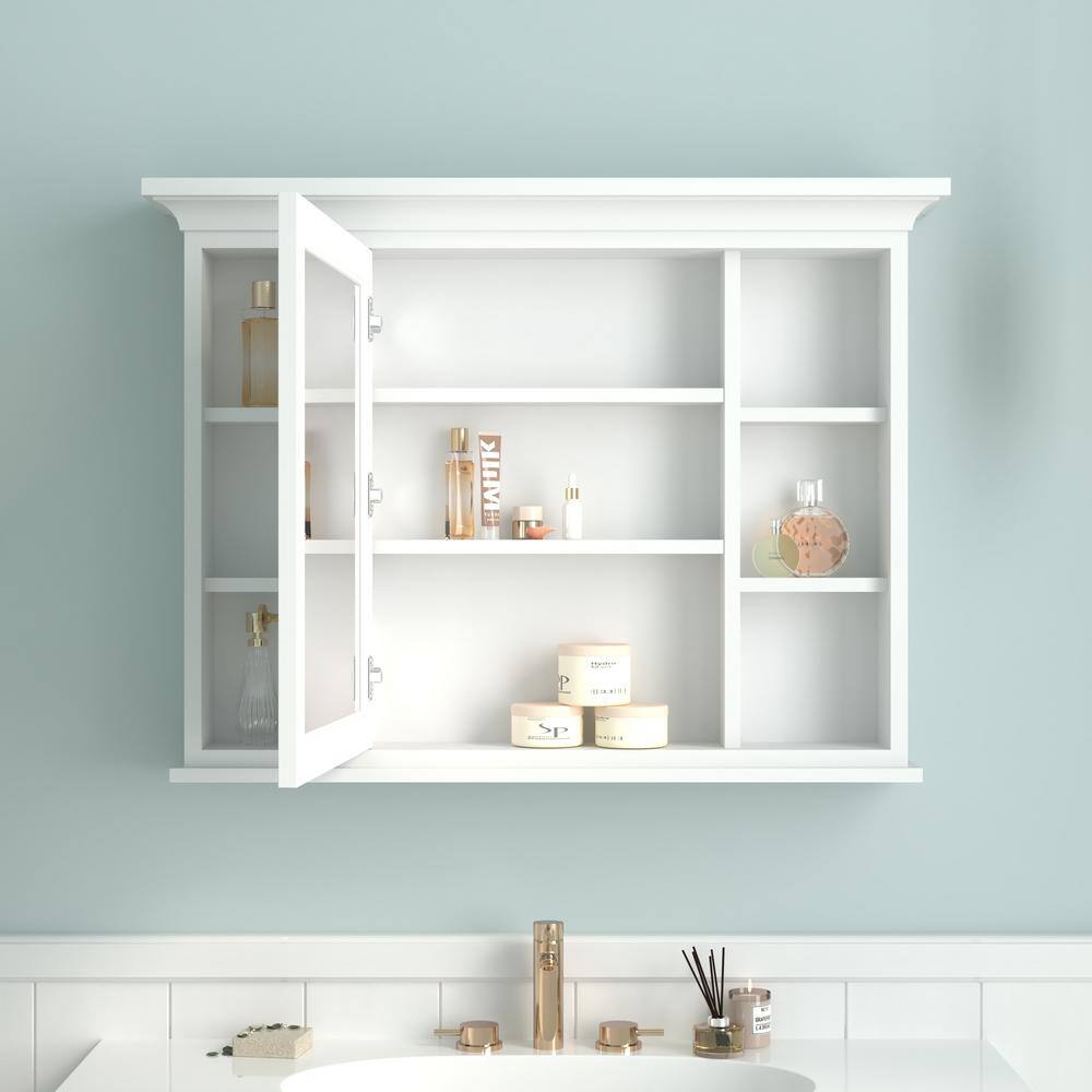 FORCLOVER 40.1 in. W x 6.9 in. D x 30 in. H Rectangular Wood Surface Mount Medicine Cabinet with Mirror