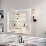 FORCLOVER 24 in. W x 32 in. H Rectangular Recessed Solid Wood Medicine Cabinet with Mirror, Left Hinge