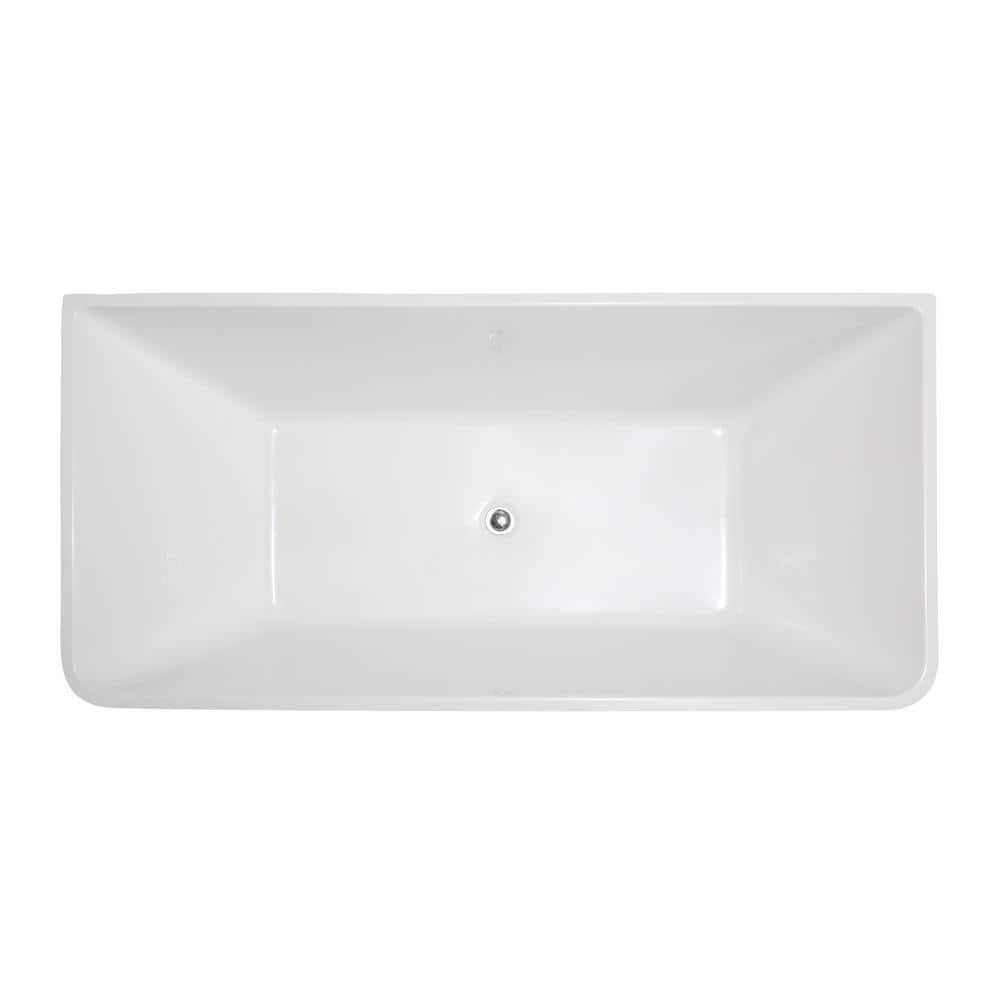 ANZZI Kahl 5.58 ft. Acrylic Flatbottom Freestanding Soaking Bathtub in White