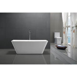 ANZZI Kahl 5.58 ft. Acrylic Flatbottom Freestanding Soaking Bathtub in White