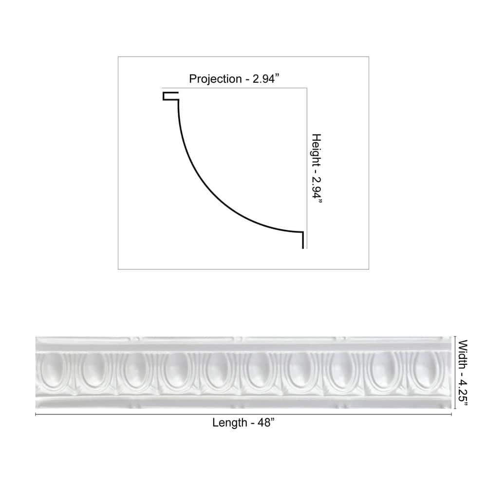 FROM PLAIN TO BEAUTIFUL IN HOURS Puffy Archways 0.012 in. x 4.25 in. x 48 in. Metal Bed Moulding Nail-Up Tin Cornice in White (24 Ln. ft./Pack)(6-Pieces)