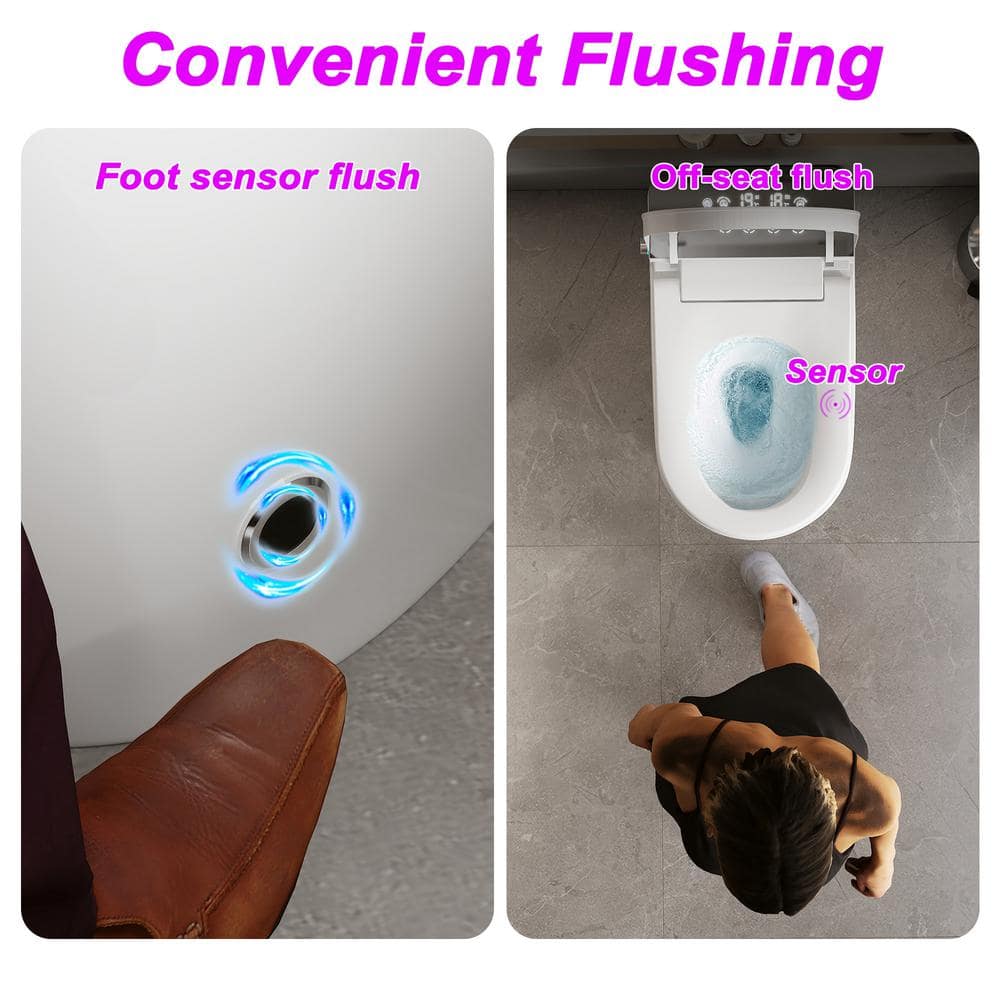 FUFU&GAGA Elongated Smart Bidet Toilet in White with Auto Mode & Heated Seat