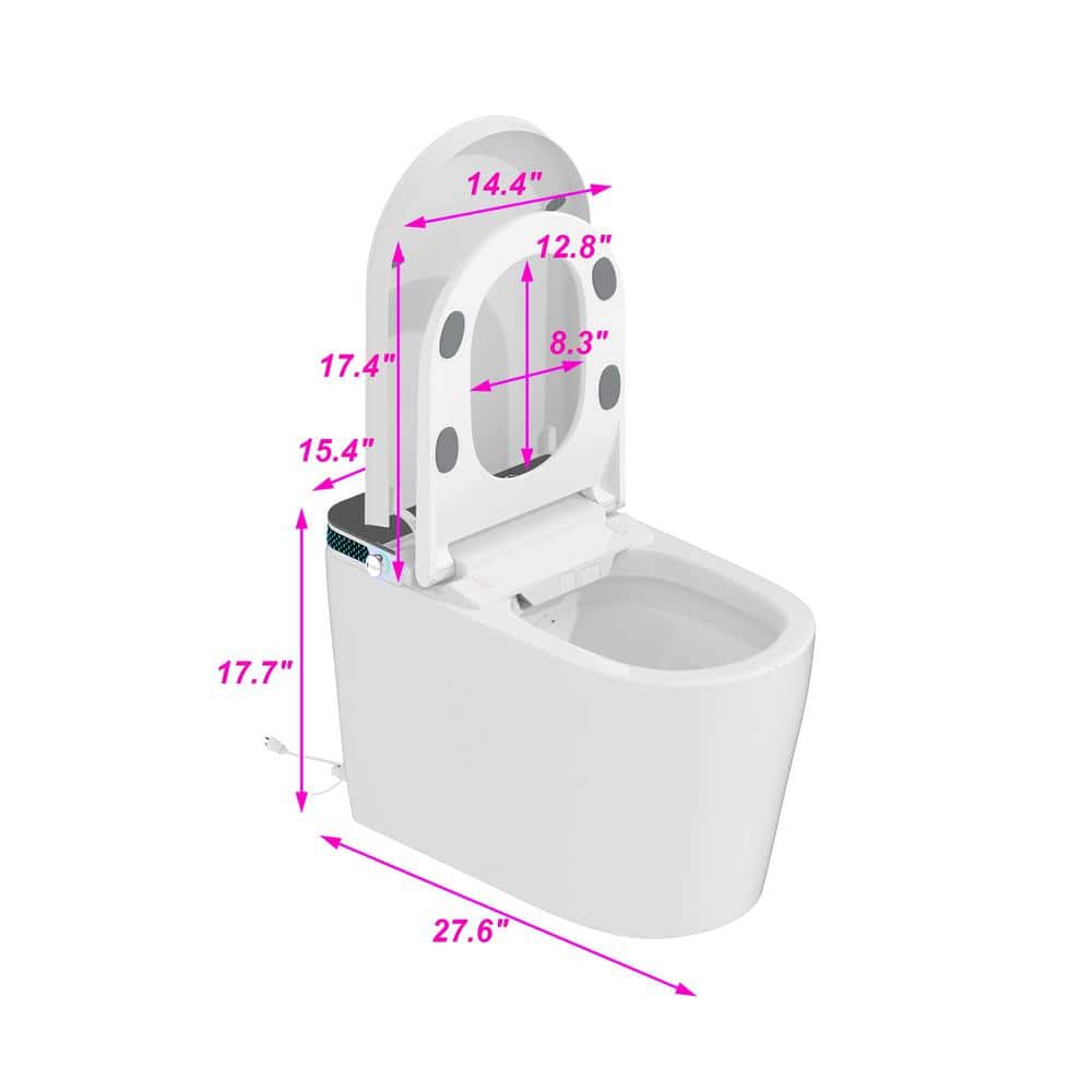 FUFU&GAGA Elongated Smart Bidet Toilet in White with Auto Mode & Heated Seat