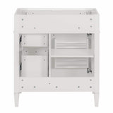 FUNKOL 29.3 x 17.87 x 33 In. White MDF Vertical Bath Cabinet with 3 Drawers and 1 Soft Close Door, Top Sink Not Included