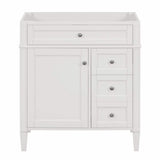 FUNKOL 29.3 x 17.87 x 33 In. White MDF Vertical Bath Cabinet with 3 Drawers and 1 Soft Close Door, Top Sink Not Included