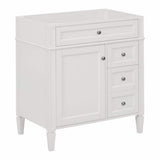 FUNKOL 29.3 x 17.87 x 33 In. White MDF Vertical Bath Cabinet with 3 Drawers and 1 Soft Close Door, Top Sink Not Included