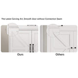 FUNKOL 55.91inx15.75inx32.09in MDF Ready to Assemble Kitchen Cabinet in White with 2 Drawers and 4 Doors with X