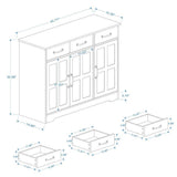 FUNKOL 42.72-in W x 15.35-in D x 32.09-in H in MDF Ready to Assemble Kitchen Cabinet in White with 3 Drawers and 3 Doors