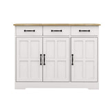 FUNKOL 42.72-in W x 15.35-in D x 32.09-in H in MDF Ready to Assemble Kitchen Cabinet in White with 3 Drawers and 3 Doors