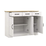FUNKOL 42.72-in W x 15.35-in D x 32.09-in H in MDF Ready to Assemble Kitchen Cabinet in White with 3 Drawers and 3 Doors