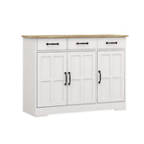 FUNKOL 42.72-in W x 15.35-in D x 32.09-in H in MDF Ready to Assemble Kitchen Cabinet in White with 3 Drawers and 3 Doors