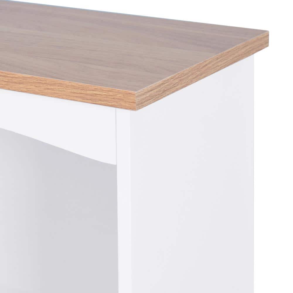 FUNKOL 23.62 in. x 15.75 in. x 49.41 in. 4-Layer White MDF Ready to Assemble Kitchen Cabinet w/Microwave Cabinet and 2-Drawers