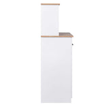 FUNKOL 23.62 in. x 15.75 in. x 49.41 in. 4-Layer White MDF Ready to Assemble Kitchen Cabinet w/Microwave Cabinet and 2-Drawers