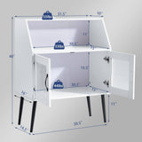 FUNKOL 31.5 in x 16 in x 40 in White Classic 2-Tier MDF Ready to Assemble Kitchen Cabinet with 1 Open and 1 Closed Levels