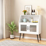 FUNKOL 31.5 in x 16 in x 40 in White Classic 2-Tier MDF Ready to Assemble Kitchen Cabinet with 1 Open and 1 Closed Levels