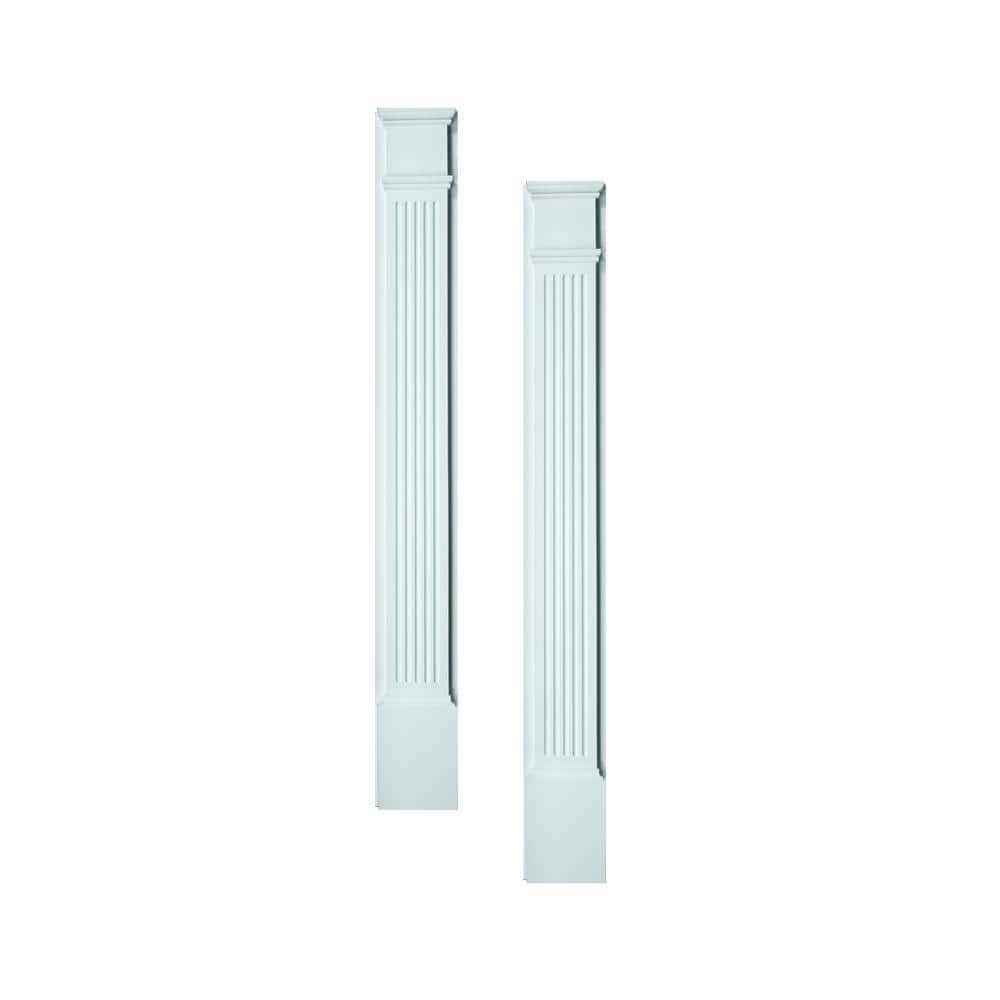 Fypon 1-5/8 in. x 4-1/2 in. x 86 in. Polyurethane Fluted Pilasters Moulded with Plinth Block - Pair