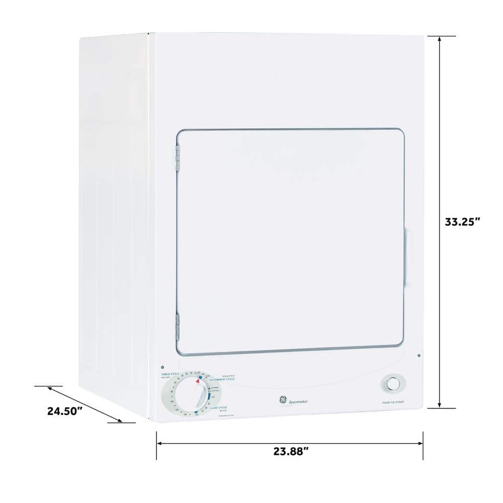GE 3.6-cu ft Stackable Portable Electric Dryer (White on White)