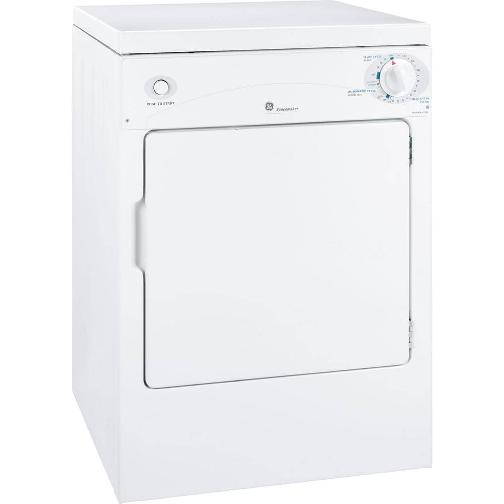GE 3.6-cu ft Stackable Portable Electric Dryer (White on White)